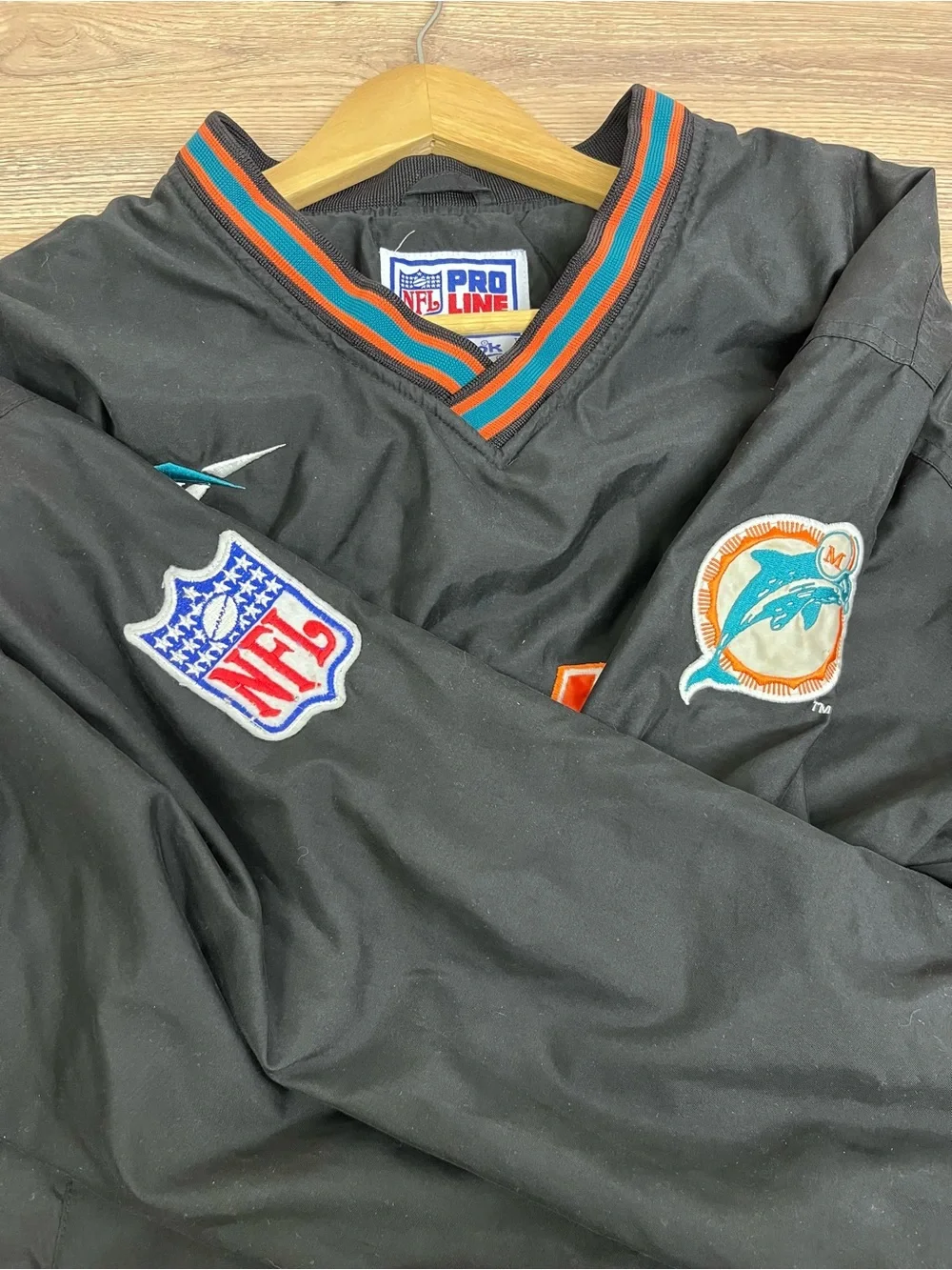 Vintage 90s Reebok NFL ProLine Miami Dolphins Jacket Pullover Size L